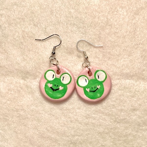 Hand-painted Frog Earrings