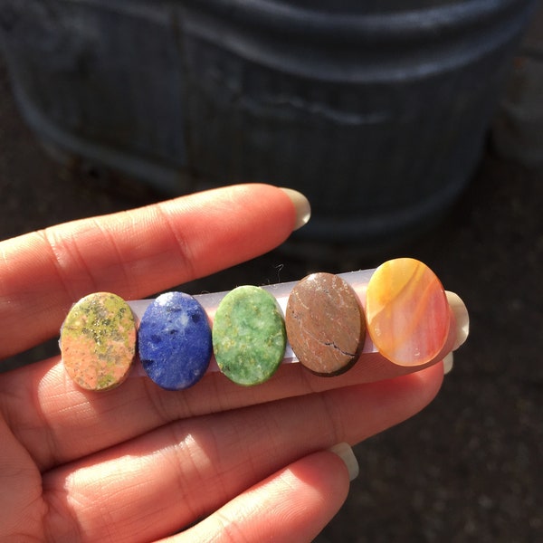 16x12mm Mixed Stone Cabs (5 Pieces)