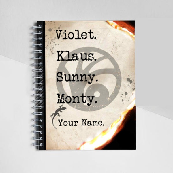 Personalise VFD A Series of Unfortunate Events Name on A5 Spiral rule-lined 60 pages Notebook or Poster | Digital Prints are Available!