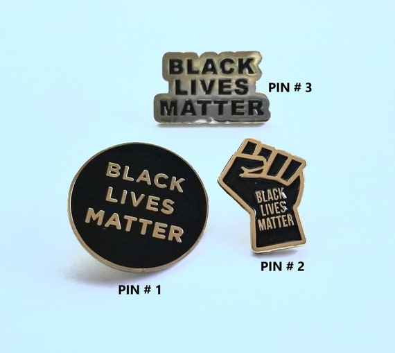 Button  NEW Black Lives Matter Fist Lapel Pin Black Gold 