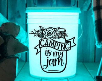 Camp Bucket Decal Camping is My Jam | Bumper Sticker | Campsite | Camping | Lighted Bucket | Camping Bucket