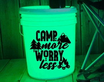 Camp More Worry Less Camp Bucket Decal | Camping | Bucket Lights | Camping Bucket