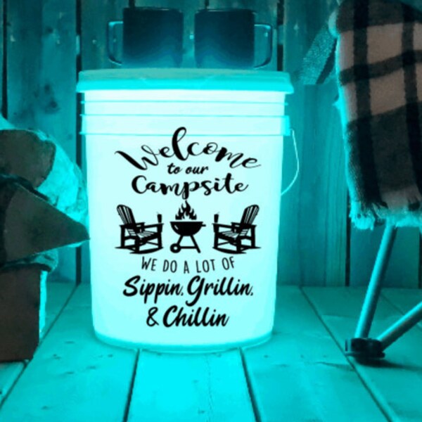 Camping Bucket Decal to Our Campsite Etsy
