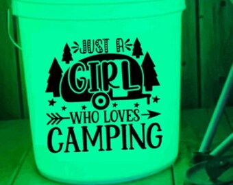 Just a Girl Who Loves Camping Camp Bucket Decal | Bumper Sticker | Memories | Campsite | Camping | Lighted Bucket | Camping Bucket