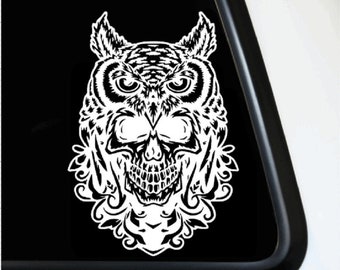 Owl and Skull | Car Decal | Bumper Sticker | Mythology | Fantasy | Legend | Magic | Druid | Laptop | Notebook | Truck | Van