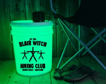 Camp Bucket Decal - Blair Witch Hiking Club | Halloween | Horror | Lighted Bucket | Camp Bucket Sticker | Bucket Lights | Camping