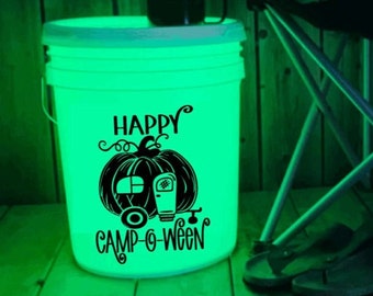 Camp Bucket Decal Happy Camp-O-Ween | Bumper Sticker | Halloween | Campsite | Camping | Lighted Bucket | Camping Bucket