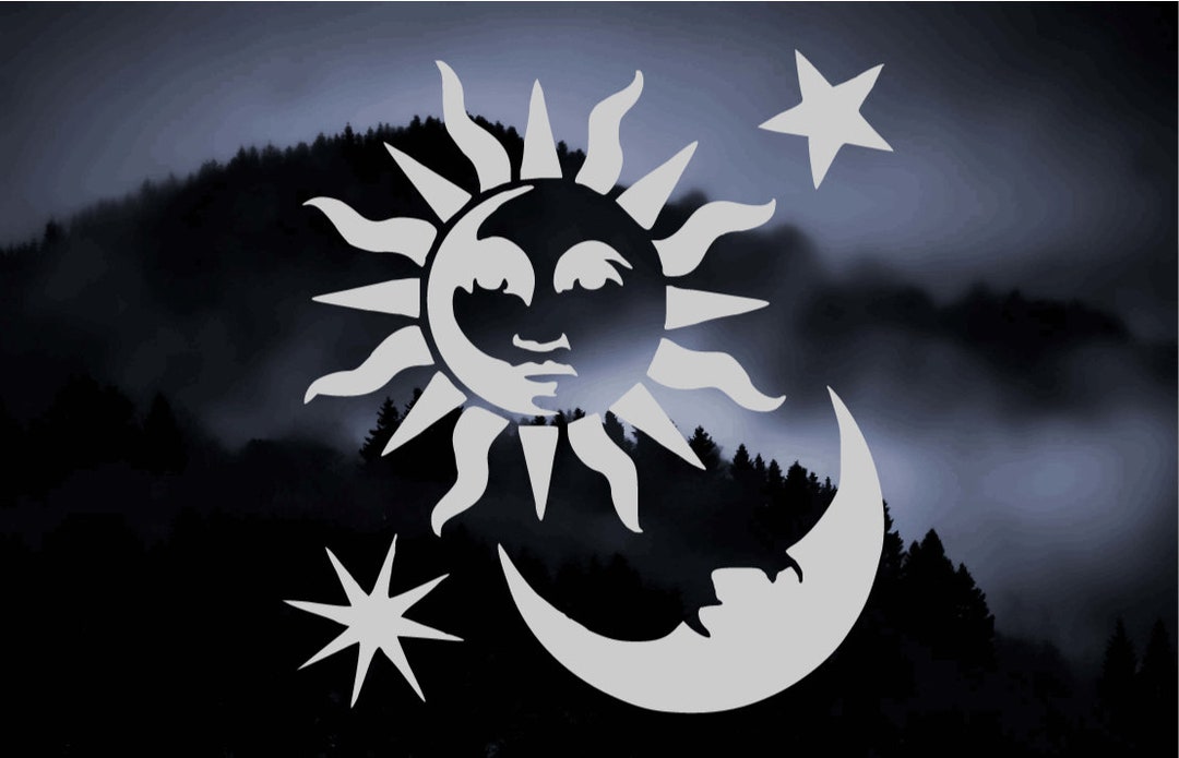 Sun Moon and Stars Car Decal Etsy