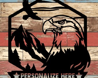 Eagle and Mountains Camp Bucket Decal | Personalize | Custom | Lighted Bucket | Campsite | RV | Camper | Slide