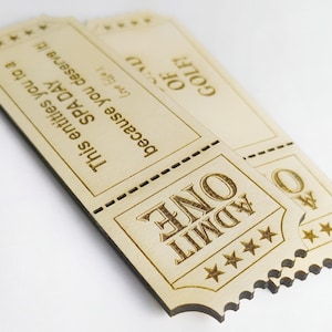 Personalised engraved wooden ticket/Christmas gift idea