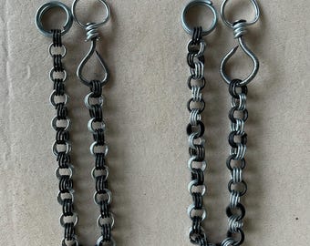 Handmade Rein Chains: Black & Bright Wire Slobber Chains - Set of Two