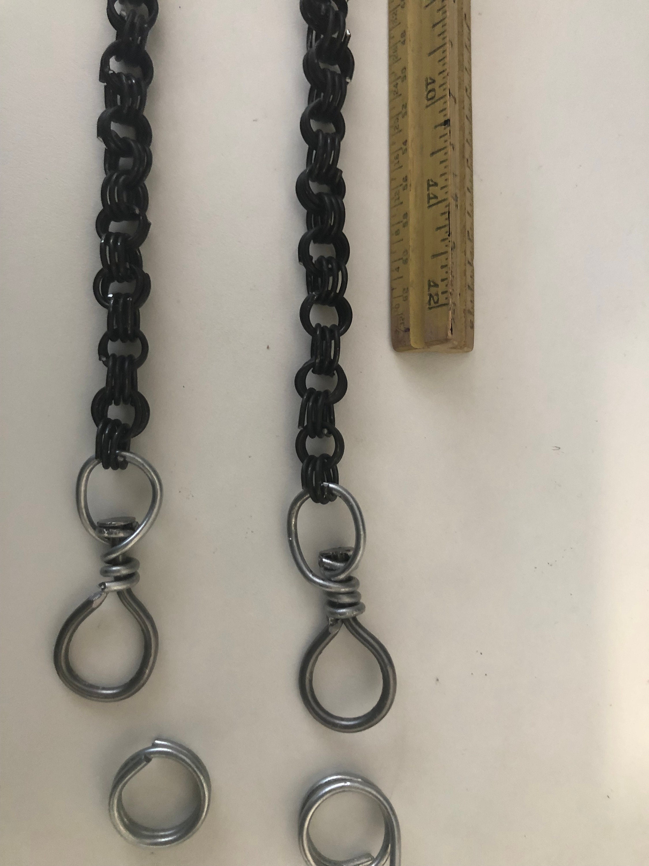 Rein Chains, Slobber Chains, Set of Two, Handmade, Swivels and key Ring