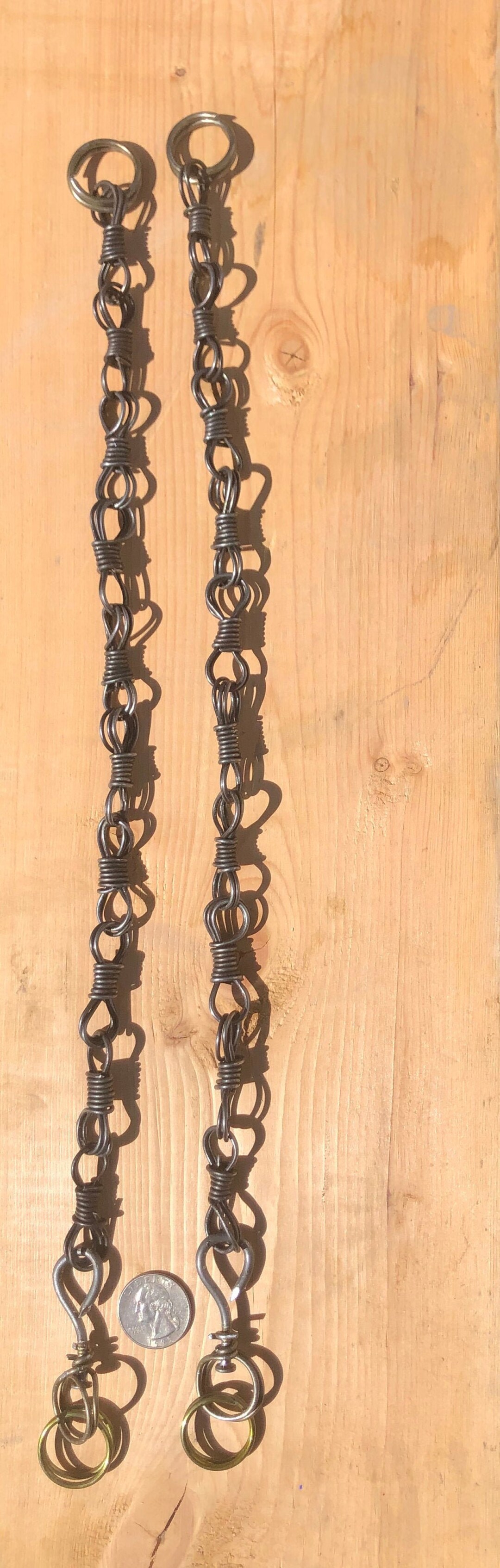 Rein Chains, Slobber Chains, Cadenillas De Freno, Set of Two, Black Wire Loops, Handmade, key