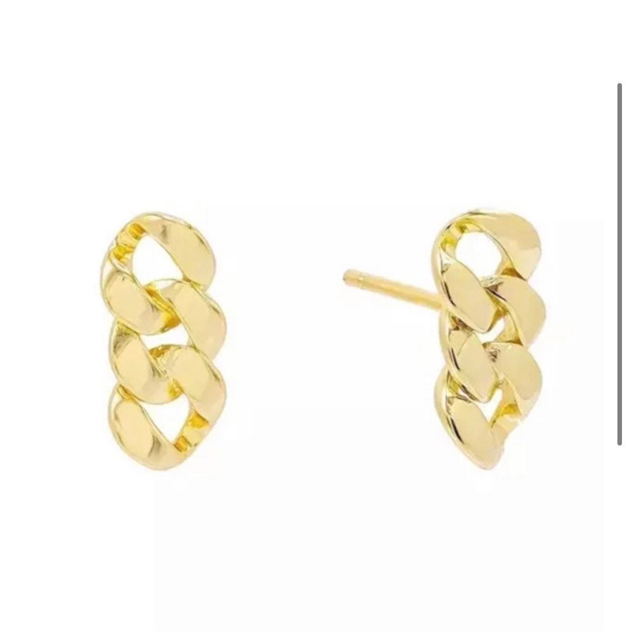 Gold post earrings Cuban link earrings 18k gold minimalist Etsy