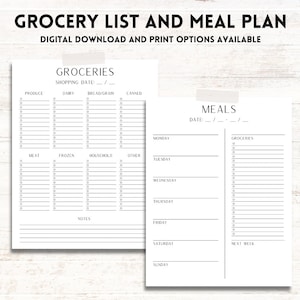Grocery and Meal Plan Download - Monday Start