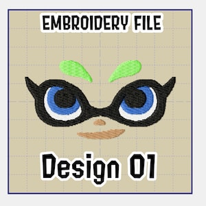 Eye Embroidery File: Ink Creature Squid Girl 01
