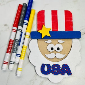 Patriotic Kids Paint Kit SVG, Uncle Sam DIY Kids SVG File, Paint Kit svg, Kids diy paint kit, Laser File
