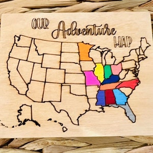DIY Paint USA map | Travel Map | Travel Lover Gift | Paint, Stain, Color DIY Map | Wooden Adventure Map