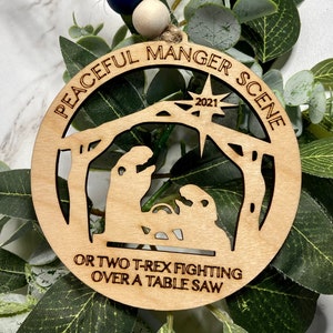 Nativity Ornaments, Funny Christmas Ornaments, Dinosaur Christmas gifts, Humorous gifts