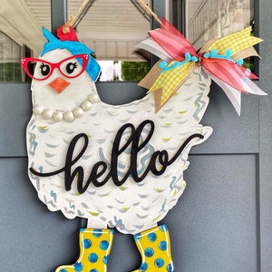 Chicken Door Hanger/Sassy Southern Chicken Door Hanger/Farmhouse Chicken Door Decor, Farm Decor