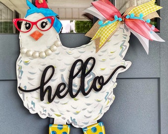 Chicken Door Hanger/Sassy Southern Chicken Door Hanger/Farmhouse Chicken Door Decor, Farm Decor