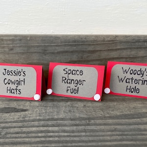 Toy Story Theme Party Place Cards Etch a Sketch Food Labels  Toy Story Birthday Party Food Labels