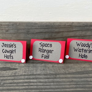 Toy Story Theme Party Place Cards Etch a Sketch Food Labels  Toy Story Birthday Party Food Labels