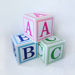 Baby Shower Alphabet Blocks ABC Baby Blocks 3D Block Letters Nursery Decor Baby Shower Centerpieces Block Letters Cake Smash Decor imagem 1