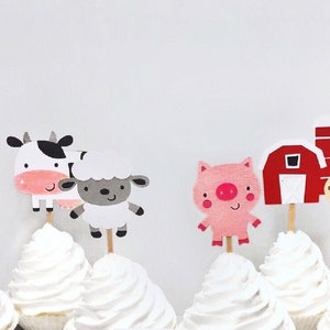 Barnyard Animal Cupcake Toppers - Farm Animal Toppers - Barnyard Animals - Farm Cupcake Toppers - Barnyard Decor
