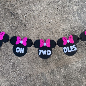 Oh Twodles Banner Minnie Mouse Banner 2nd Birthday Banner Minnie Mouse Birthday Party Decor