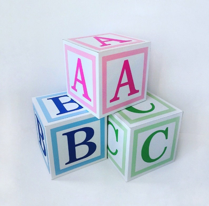 Baby Shower Alphabet Blocks ABC Baby Blocks 3D Block Letters Nursery Decor Baby Shower Centerpieces Block Letters Cake Smash Decor imagem 1