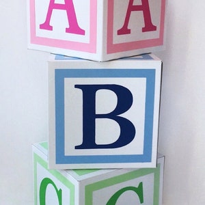 Baby Shower Alphabet Blocks ABC Baby Blocks 3D Block Letters Nursery Decor Baby Shower Centerpieces Block Letters Cake Smash Decor image 2