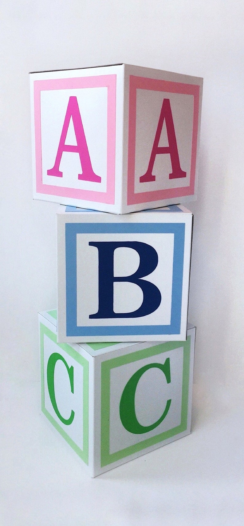Baby Shower Alphabet Blocks ABC Baby Blocks 3D Block Letters Nursery Decor Baby Shower Centerpieces Block Letters Cake Smash Decor image 2
