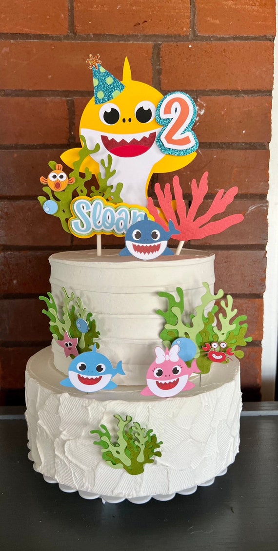 Decoración Para Tartas Temática Tiburón (25 Piezas, Cartón No Comestible) - Ideal Fiestas Infantiles