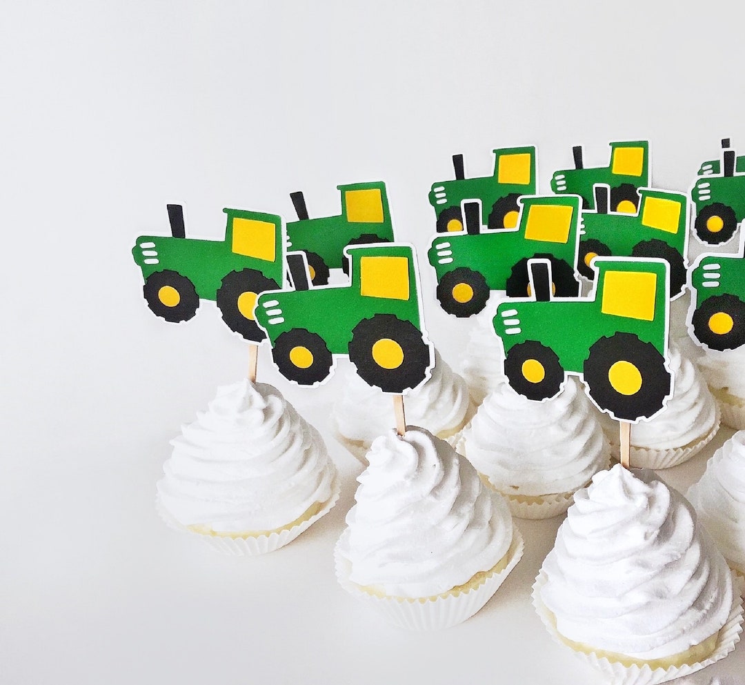 John Deere Party - Tractor Toppers - Farm Theme - Tractor Cupcake Toppers - John Deere Party - John Deere Decor - Etsy john-deere-party-tractor-toppers-farm-theme-tractor-cupcake-toppers-john-deere-party-john-deere-decor-etsy