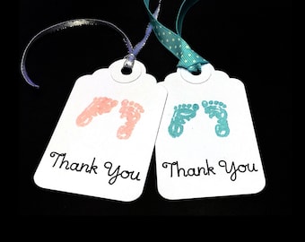 Baby Shower Tags - Thank You Tags - Baby Feet Decor - Baby Shower Decor - Thank You Baby Shower - Baby Shower Favors - Gender Reveal Tags