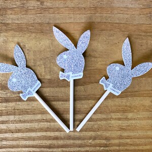 Playboy Bunny Cupcake Toppers Bachelorette Party Decor Bridal Shower Cupcake Toppers Playboy Theme Party Decorations