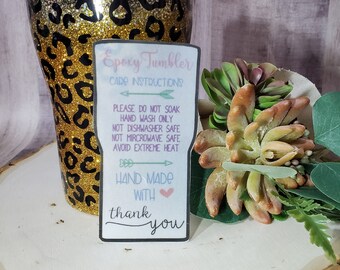 Epoxy Tumbler Printable Care Instructions - DOWNLOAD ONLY - png, pdf & word document