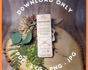 BOHO Epoxy Pen Care Instructions - Printable - DOWNLOAD ONLY - pdf - png - svg - jpg
