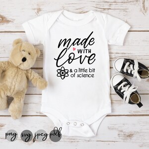 Body para bebé niña o niño FIV con frase - Recién nacido - Hecho con amor y un poco de ciencia" - SVG, pdf, jpg - Descarga de archivos de corte Only IVF Mom