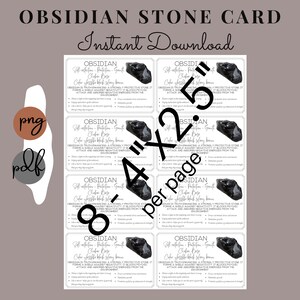 Carte stampabili in pietra di ossidiana - Significato - Proprietà - Benefici - Pietra di cristalli - DOWNLOAD istantaneo immagine 2