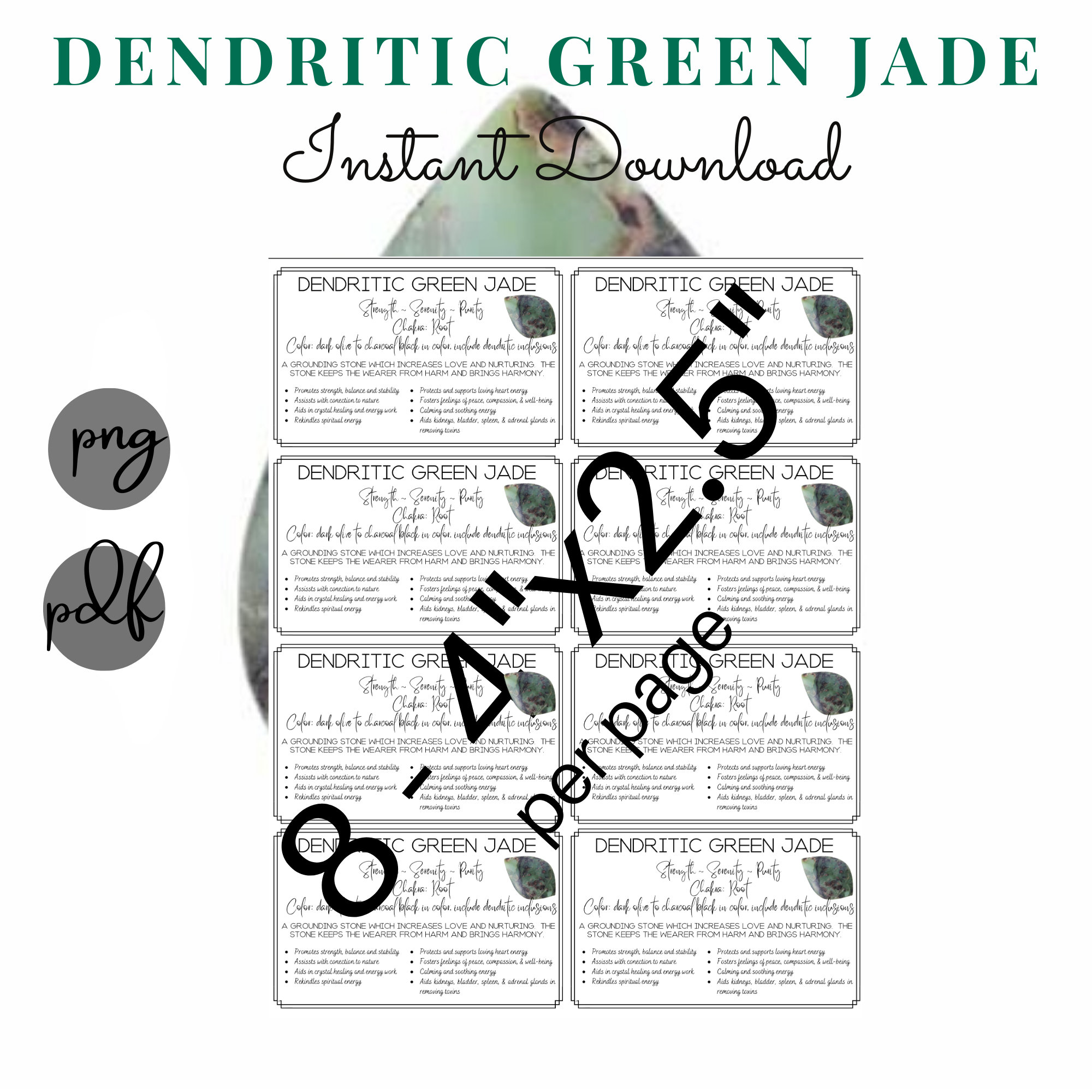 Buy Dendritic Green Jade Instant Printable Cards - Crystal & Stone