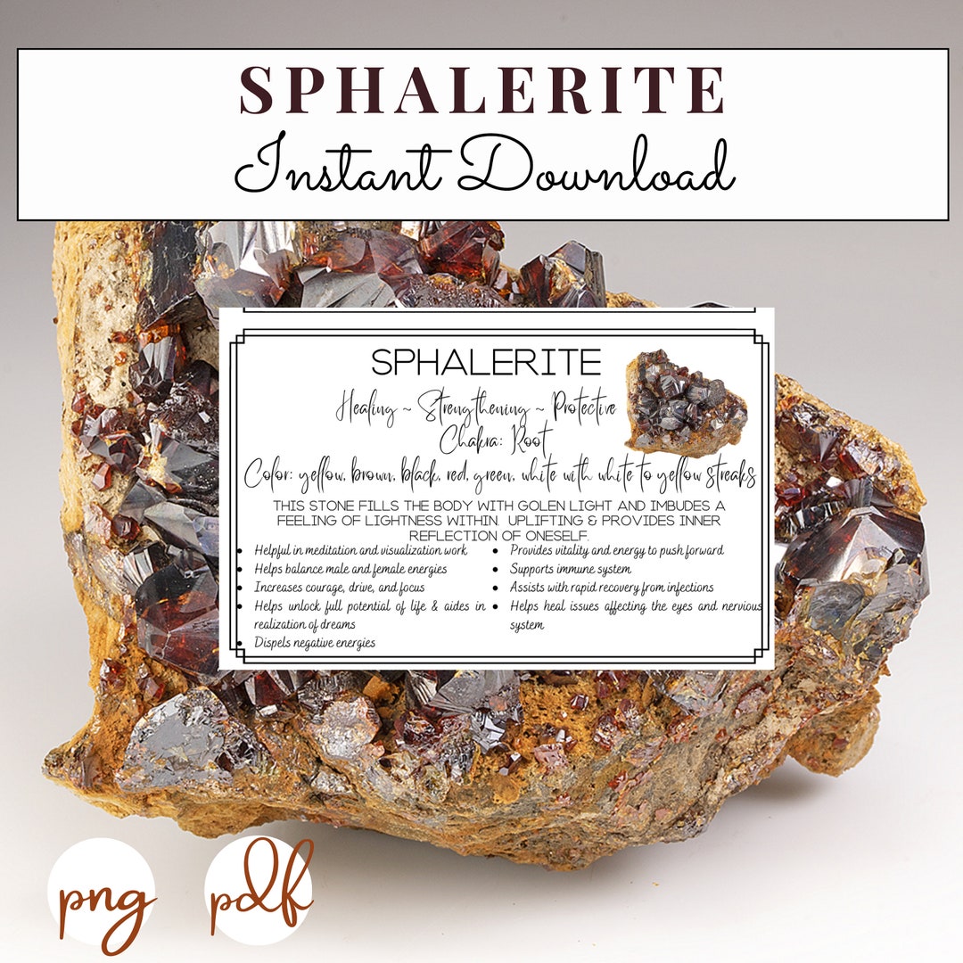 Sphalerite Printable Cards Crystal & Stone Meaning Properties Benefits