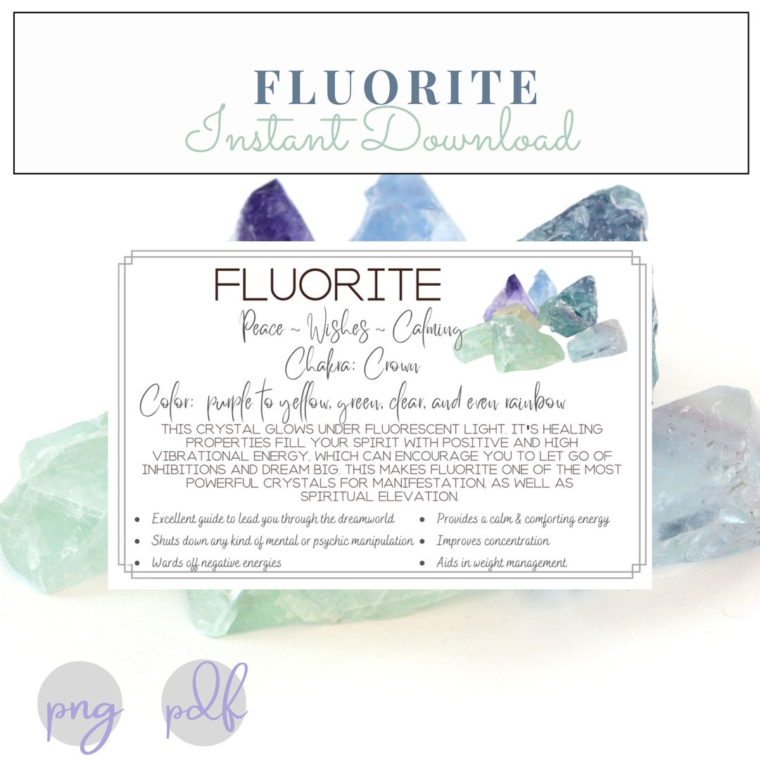 Fluorite Crystal Printable Cards Crystal & Stone Meaning Properties