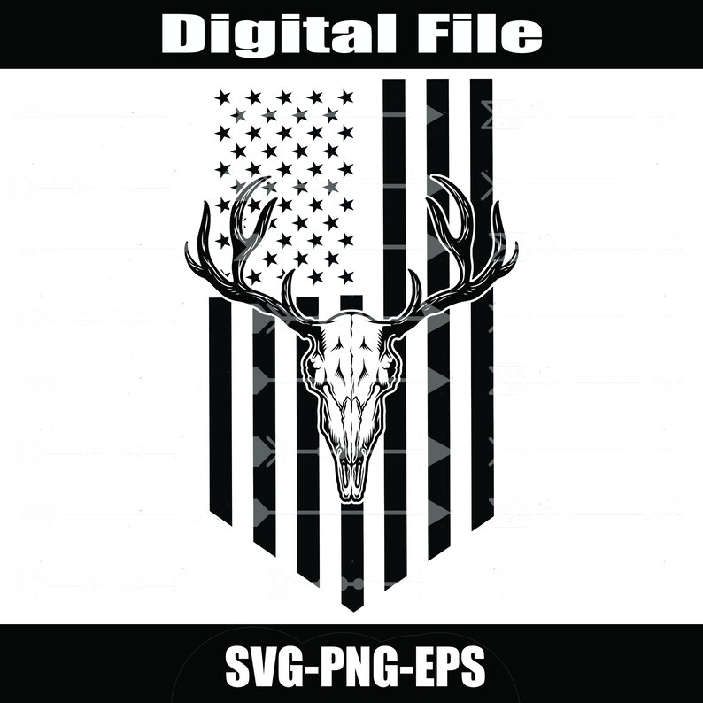 Download Hunting deer skull american flag svghunting deer Svgskull ...