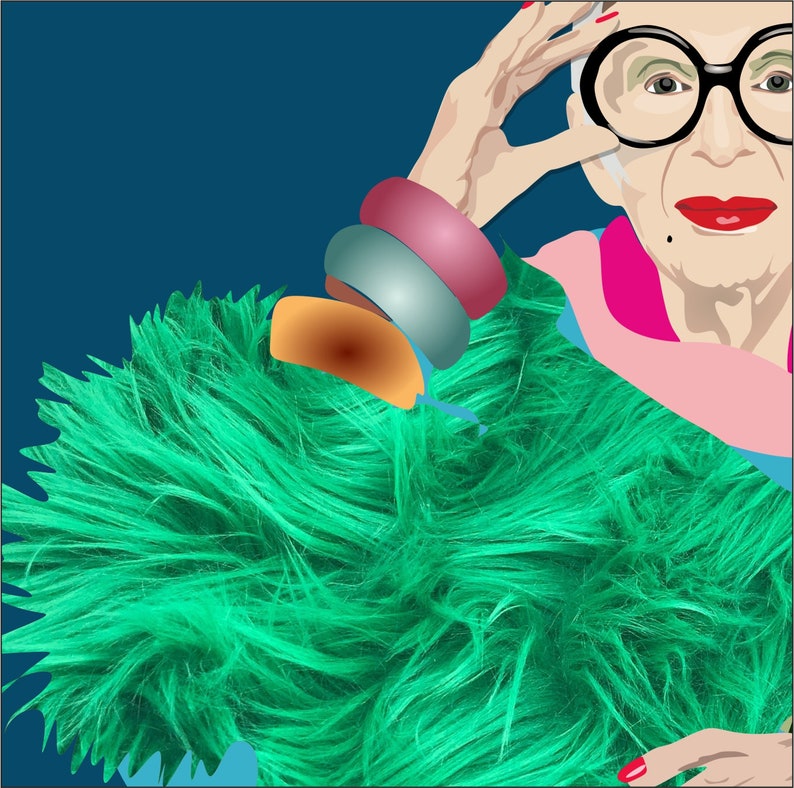 Iris Apfel Fashion Designer Digital Illustration Wall Print - Etsy