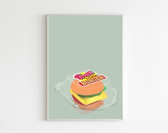 Gummy Sweet Burger Digital Illustration Wall Print