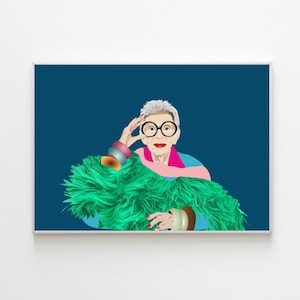 Iris Apfel Modedesigner digitale Illustration Wanddruck