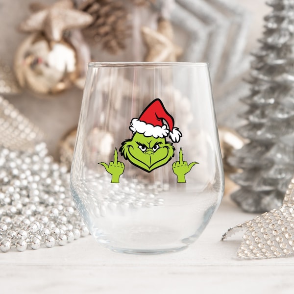 Set Of 10 'Drink Up Grinches' Christmas Wine Glass Decals - Red Holiday Window Stickers 10 thumbnail image