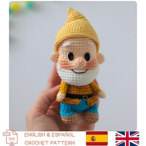 Fairytale Happy Dwarf Crochet Pattern Plushies Amigurumi PDF Tutorial English Español